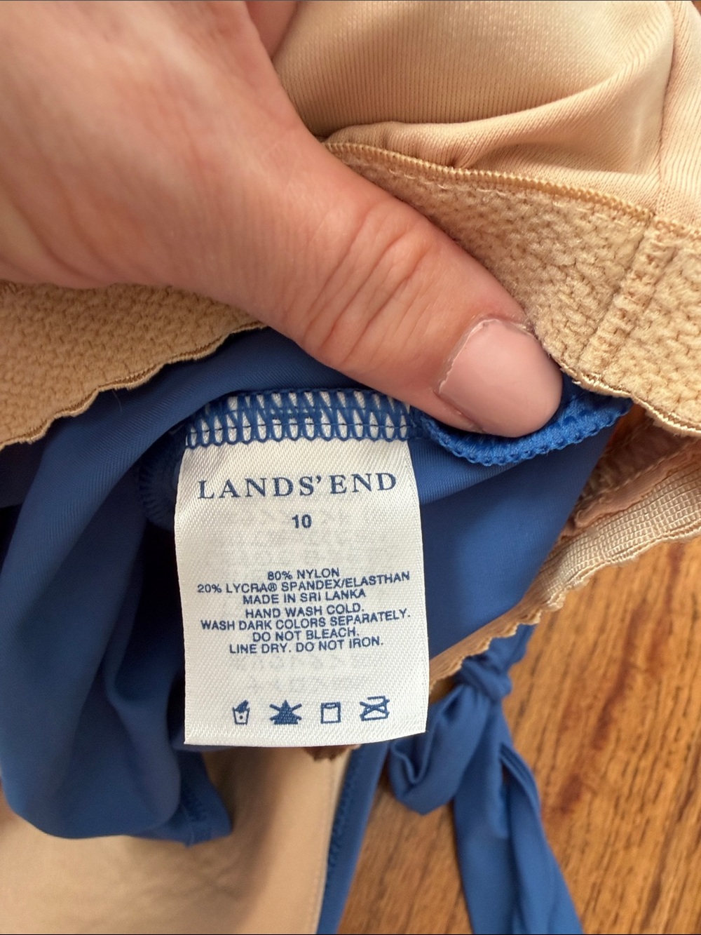 Lands' End Blue Tankini Top and Bikini Bottom Set - Picture 6 of 6